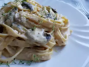 Tagliatelle con champiñones y queso