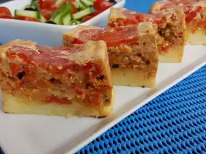 Terrina con higaditos de pollo y pimientos