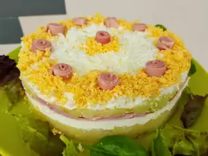 Tarta de patata con jamón york y queso