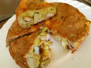 Tortilla de gambas y verduras