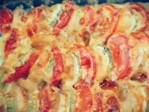 Gratinado de calabacín patatas y tomates