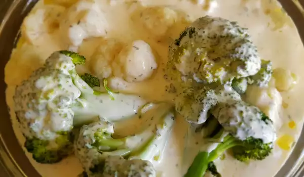 Brócoli y Coliflor al horno con crema agria