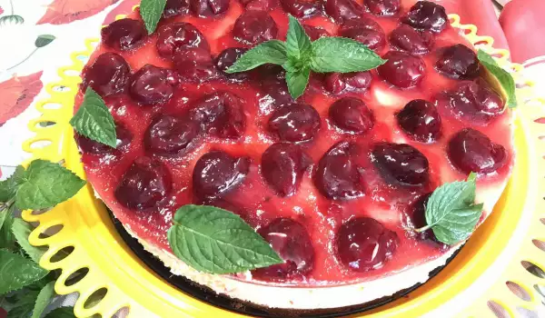 Cheesecake con mermelada de cerezas
