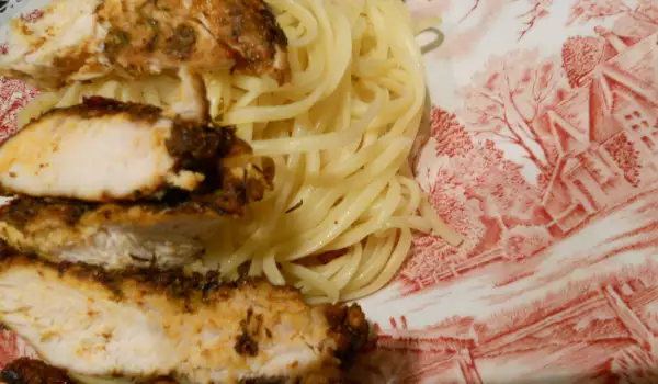 Pechuga de pollo cajun con pasta linguine