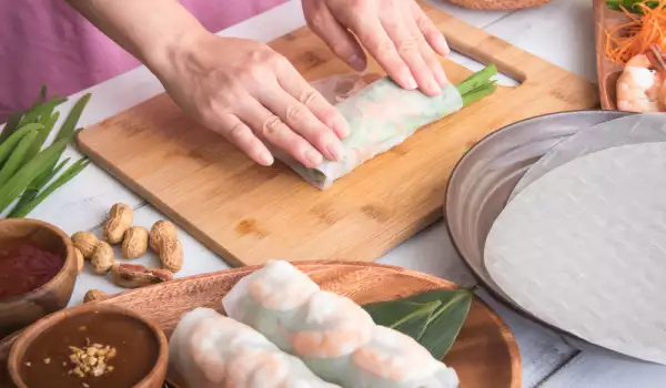 Rollitos de primavera con papel de arroz