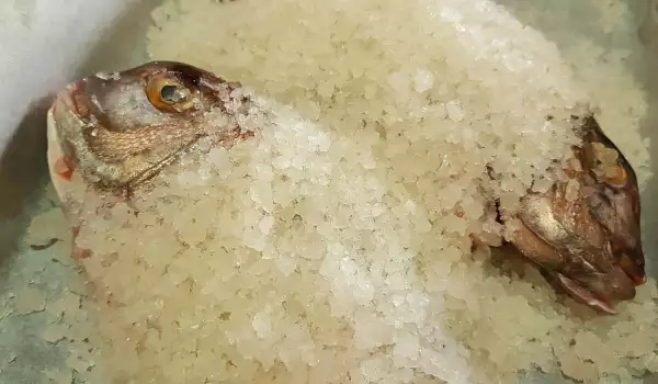 Pescado asado en costra de sal