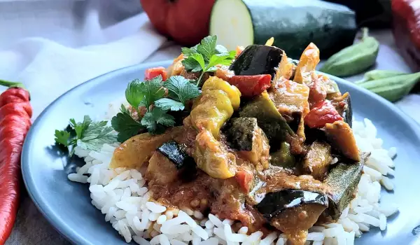 Verduras al curry con arroz