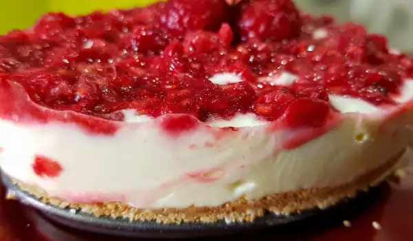 Cheesecake dietético con frambuesas