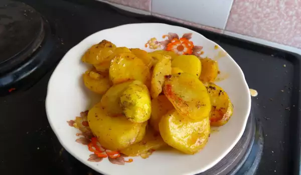 Patatas al horno con ajos y cebolla