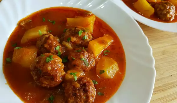 Guiso de albóndigas con arroz