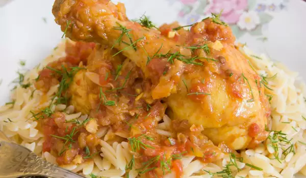Pollo con pasta kritharaki