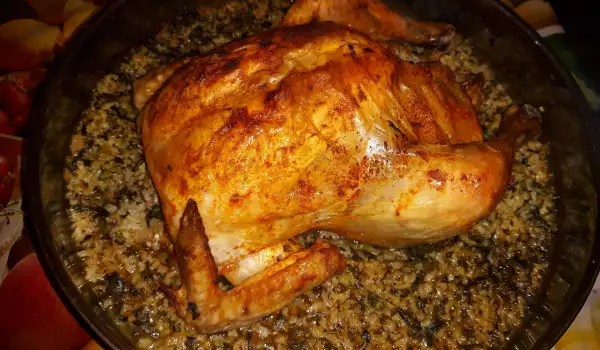 Pollo relleno con arroz y espinacas
