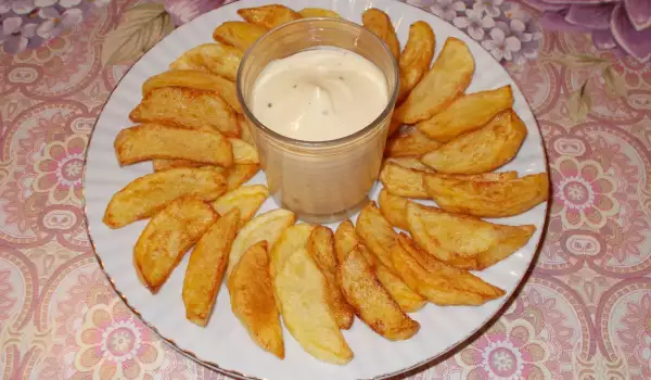 Patatas fritas con salsa de mayonesa y yogur
