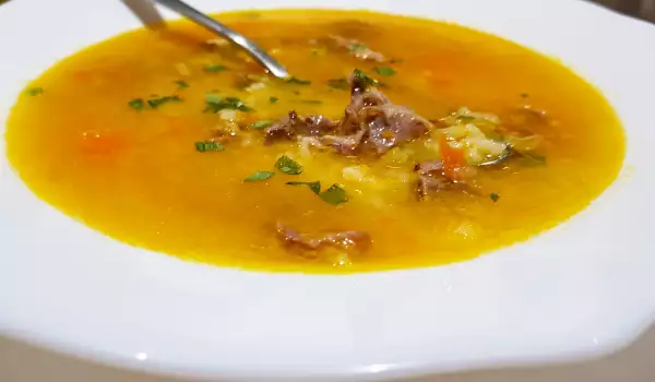 Sopa de arroz con pato