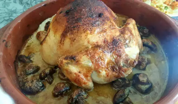 Pollo asado con quesos