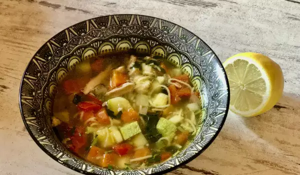 Sopa de pollo con muchas verduras