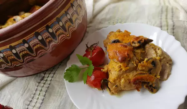 Filetes de pollo en olla de barro