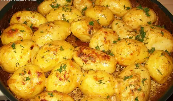 Patatas nuevas al horno con mostaza