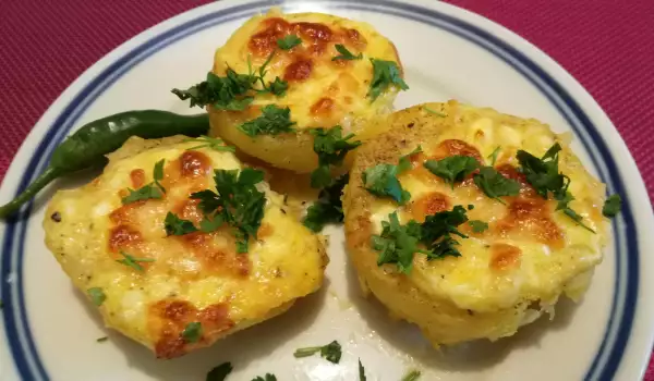 Patatas rellenas de huevo y queso
