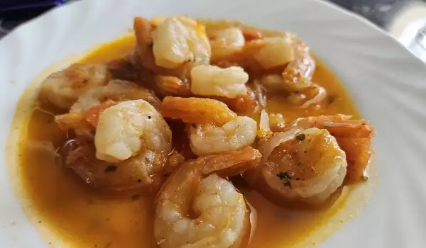 Gambas en salsa de verduras