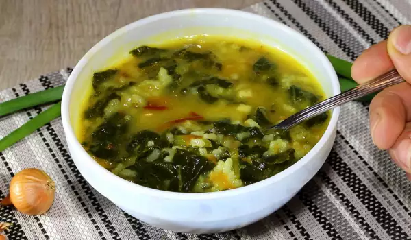Sopa de espinacas con arroz