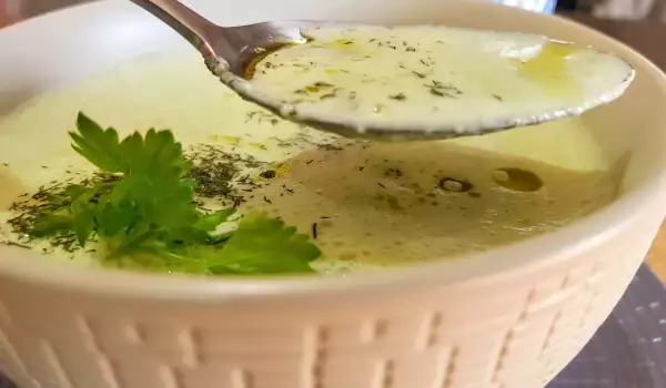 Sopa fría saludable con kéfir y cebolla