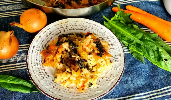 Arroz al horno con cerdo y acedera