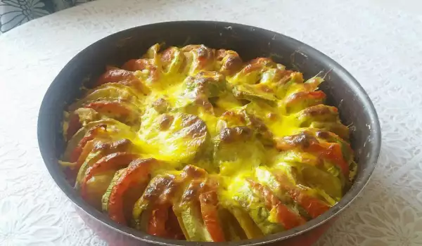 Calabacines con verduras al estilo rústico