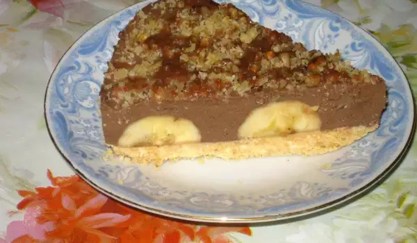 Tarta de chocolate con plátanos sin hornear