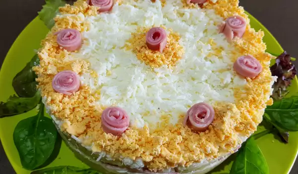 Tarta de patata con jamón york y queso