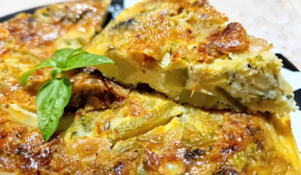 Tortilla de brócoli y calabacín con sabor a romero