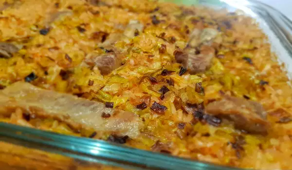 Arroz al horno con chucrut y costillas