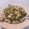 Ensalada de alubias con cebolleta, queso y especias