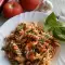 Pasta con tomate y mozzarella