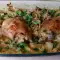 Pollo encebollado al horno