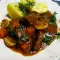 Estofado de ternera con champiñones y bacon