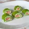 Crepes de color verde con salmón