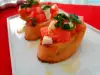 Bruschettas vegetarianas con mozzarella