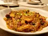 Noodles de batata con puerro y verduras