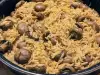 Orzo con champiñones enteros