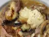 Paletilla de cerdo con queso fundido y champiñones