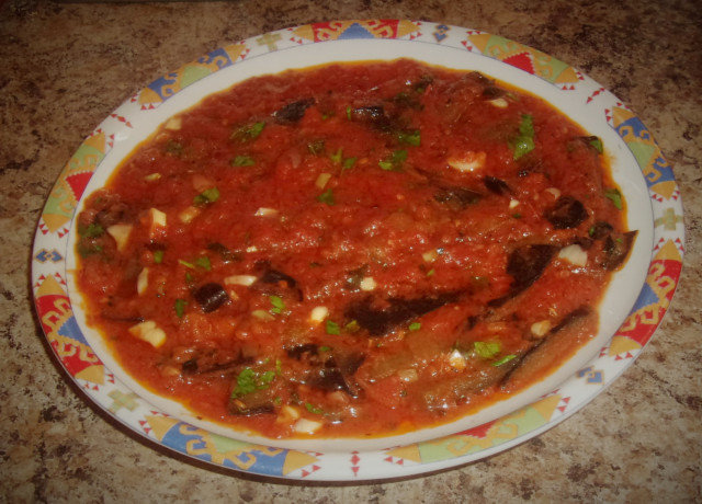 Berenjenas con salsa de tomate a la sartén