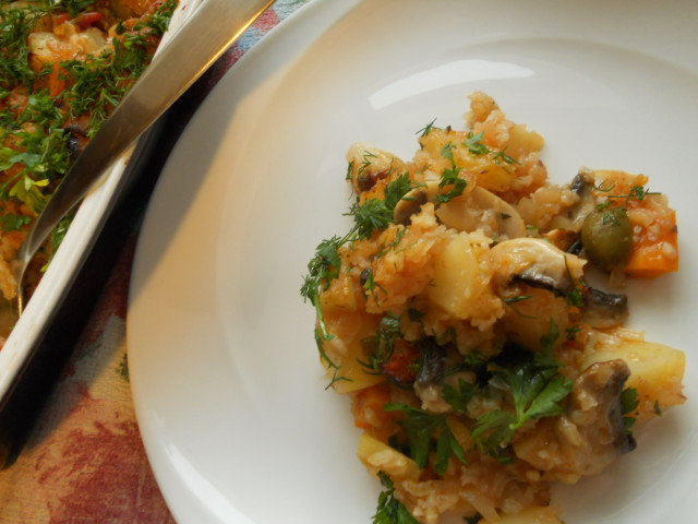 Cazuela de verduras con arroz