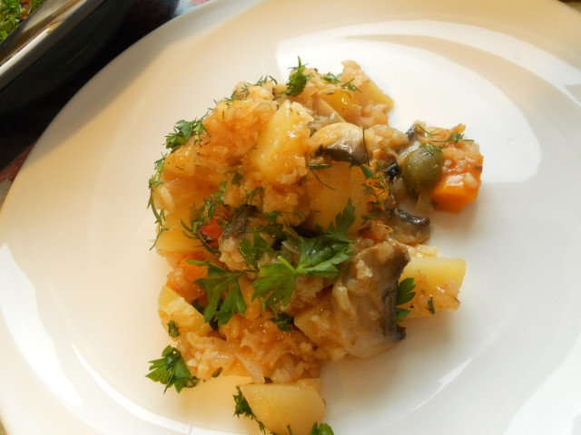 Cazuela de verduras con arroz