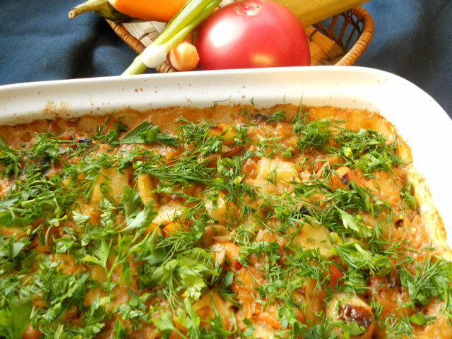 Cazuela de verduras con arroz