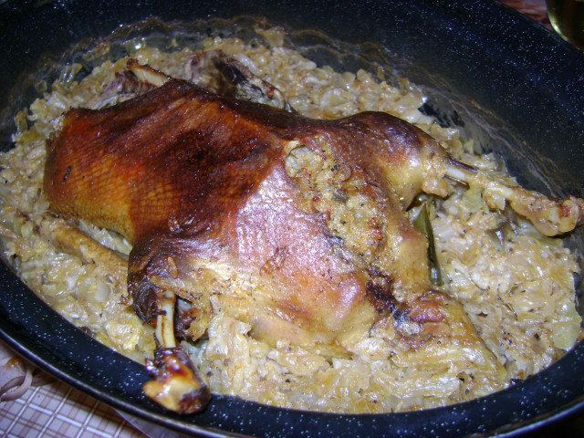 Pato salvaje relleno de arroz