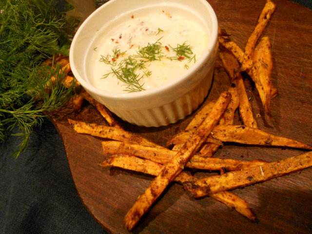 Palitos de batata especiados al horno