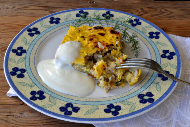 Calabacines con arroz y carne picada