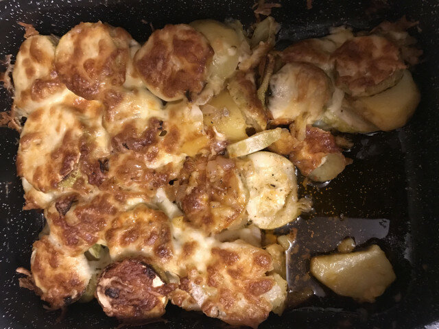 Patatas con calabacines al horno