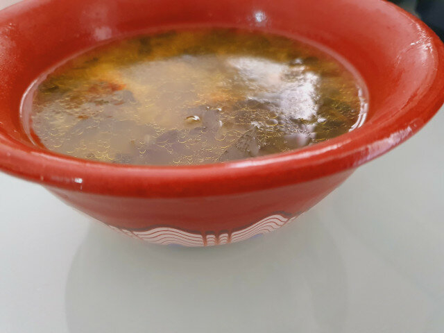 Sopa de cordero con espinacas